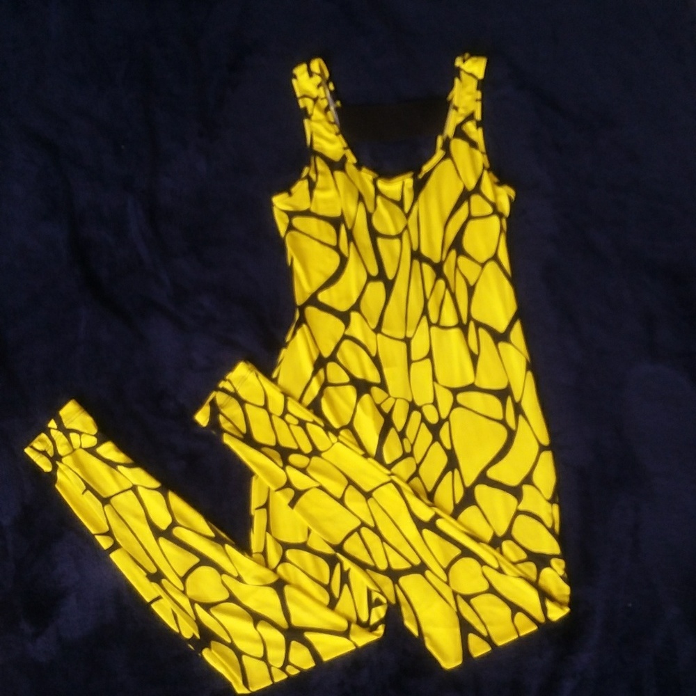 Yellow and Black unitard / jumpsuit